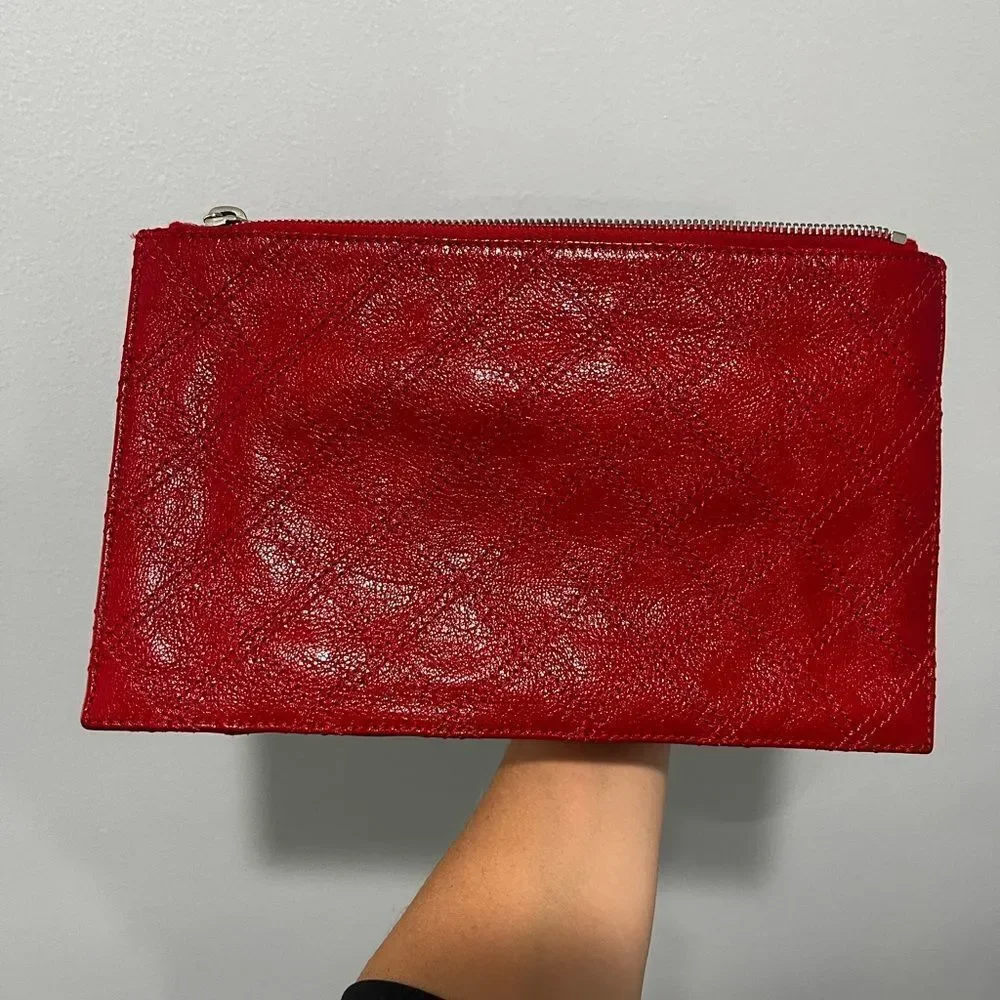 Marc Jacobs Made in Italy Red Leather Portfolio Clutch Zipper Clutch